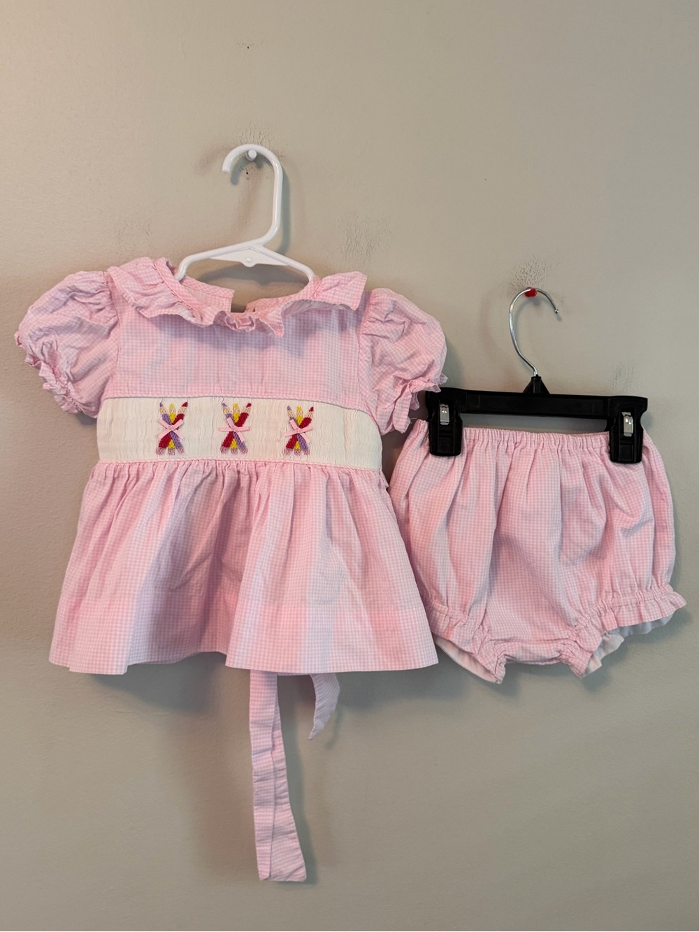Eliza James Pink Gingham Smocked Colored Pencil Two-Piece Set